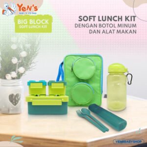 TECHNOPLAST - Big Block Soft Lunch Kit (Set Kotak Makan, Botol Minum Dan Tas Bekal)