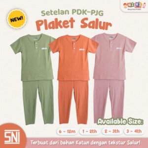 NICOLE SETELAN ANAK PEREMPUAN PLAKET SALUR | PENDEK + PANJANG ( 1 STEL )