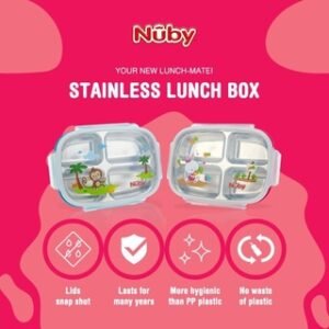 NUBY 123214 Stainless 4 Comp Lunchbox Pink