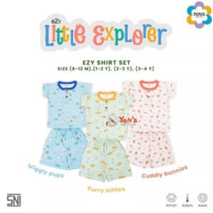 NOVA Ezy Shirt Set Little Explorer - Setelan Anak Oblong Pendek (6 bulan - 4 tahun)