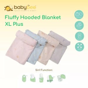 Babybee - Fluffy Hoodie Blanket XL Plus 5 in 1 Selimut Topi Bayi 2 Sisi 5 Fungsi Ukuran 100x75 cm