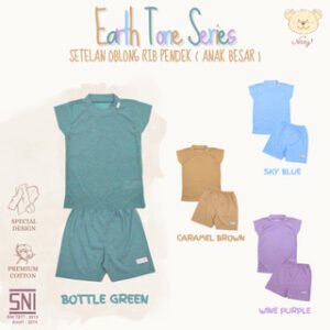 NARY Earth Tone Series - Setelan Anak Besar Oblong Rib Pendek 5 - 8 Tahun (1 Stel)