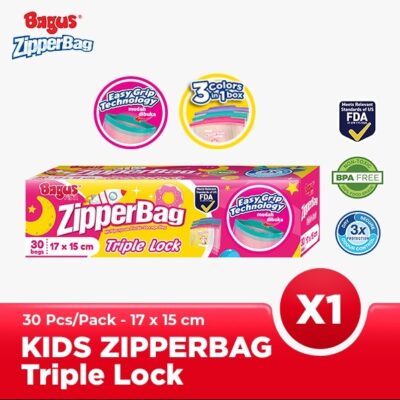 Bagus Kantong Penyimpanan Makanan Plastik Klip - Zipper Bag Kids 30 Pcs/Pack 17x15 cm - Food Grade & BPA Free