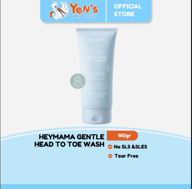 HEYMAMA Gentle Head to Toe Wash 180ml - Sabun Shampo Mandi Bayi & Anak Natural