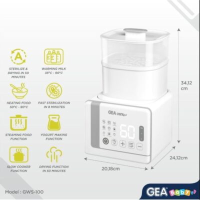 GEA Baby Multifunction Warmer Sterilizer Dryer GWS 100 - penghangat susu / sterilisasi / slow cooker thumbnail 3