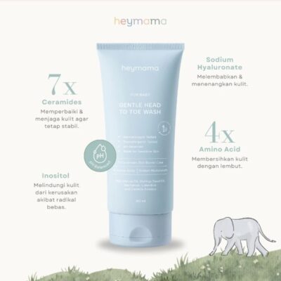 HEYMAMA Gentle Head to Toe Wash 180ml - Sabun Shampo Mandi Bayi & Anak Natural thumbnail 3