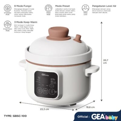 GEA Baby Slow Cooker GBSC-100 Smart Digital Slow Cooker 1 Liter Cooker Panci MPASI Baby Food Maker thumbnail 2