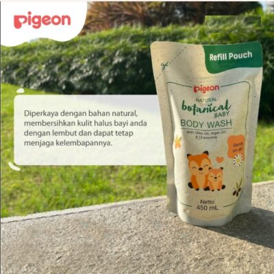 PIGEON Botanical Baby Body Wash Refill Pouch 450ML | Sabun Mandi thumbnail 2