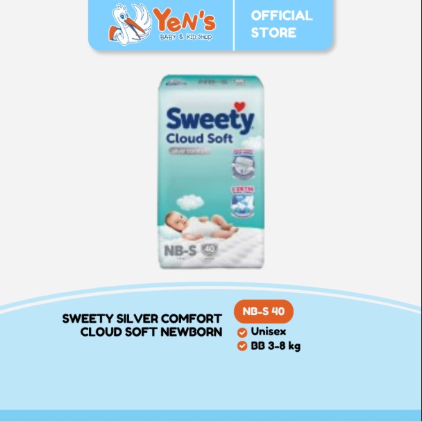 SWEETY Silver Comfort Cloud Soft NB - S40 NB-S40 | Popok Bayi Newborn Tipe Perekat