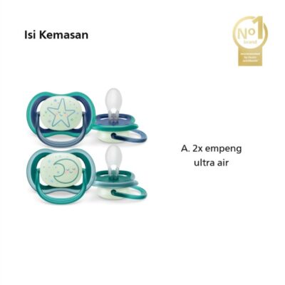 Philips Avent | Empeng Bayidengan Ekstra Ventilasi / Soother Bayi Ultra Air Glow In The Dark 6-18M SCF376/13 thumbnail 2