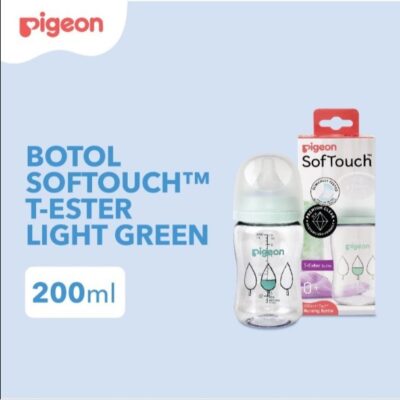 PIGEON BOTOL T-ESTER WIDE NECK BPP 200ML LIGHT GREEN W/ SOFTOUCH NIPPLE