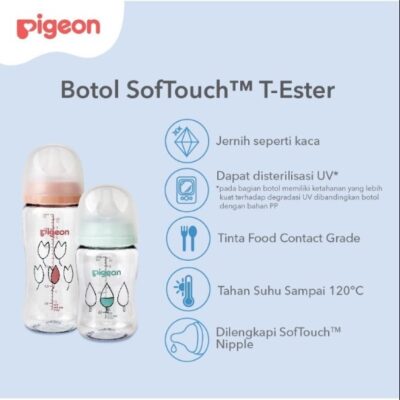 PIGEON BOTOL T-ESTER WIDE NECK BPP 200ML LIGHT GREEN W/ SOFTOUCH NIPPLE thumbnail 2