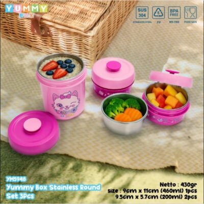 Yummy Box Lunchbox Container 3Pcs Set Stainless Steel / Kotak Makan Anti Tumpah BPA FREE YM6948 thumbnail 2