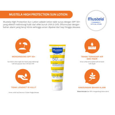 Mustela High Protection Sun Lotion 40ml / 100 ml - Sunscreen Bayi dan Keluarga thumbnail 3