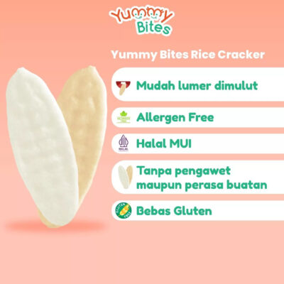 Yummy BitesBaby Rice Crackers 25gr (6m+) - Snack MPASI | Snack Bayi | Snack Anak | Cemilan Bayi thumbnail 3