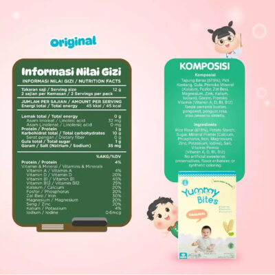 Yummy BitesBaby Rice Crackers 25gr (6m+) - Snack MPASI | Snack Bayi | Snack Anak | Cemilan Bayi thumbnail 6