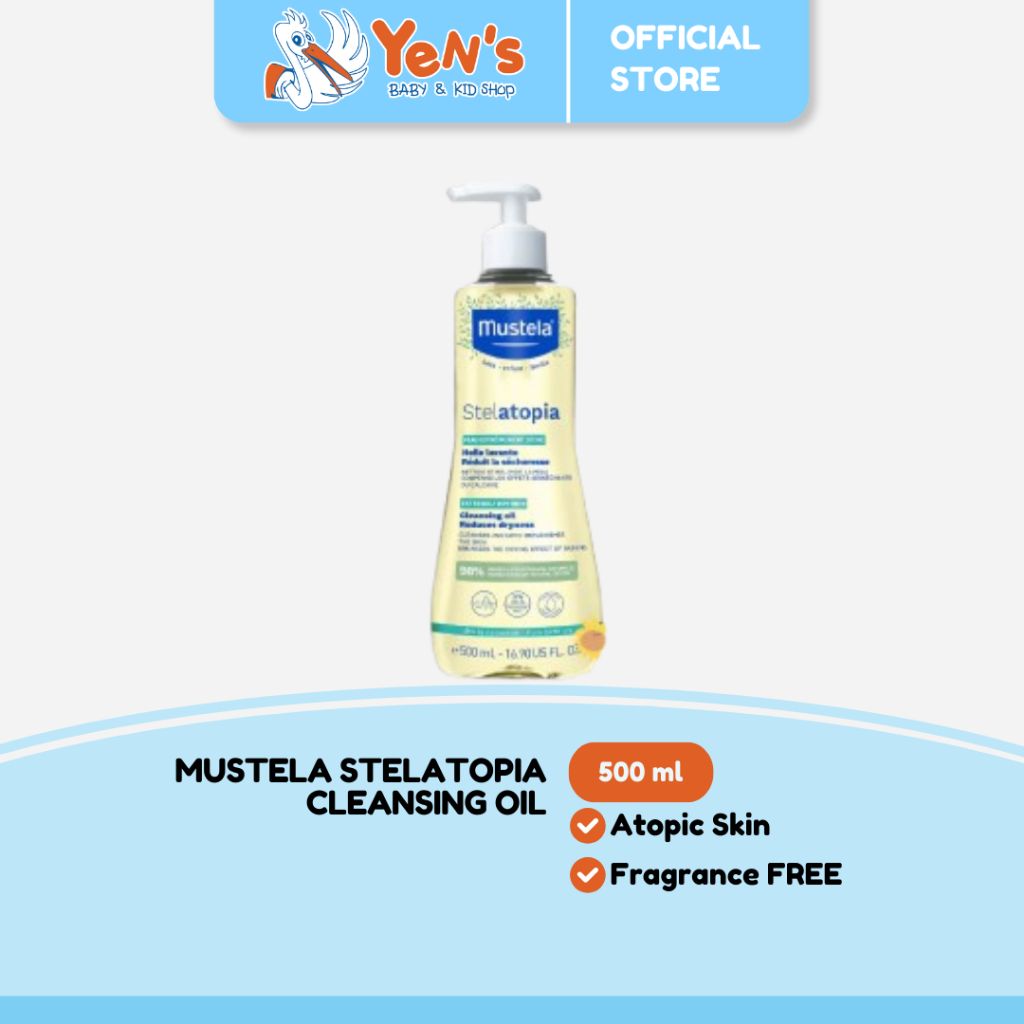 Mustela Stelatopia Cleansing Oil 500 ml - Sabun Mandi Bayi Kulit Atopik - Fragrance FREE