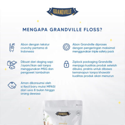 GRANDVILLE Abon Sapi, Ayam, Cheddar Cheese ,Ikan Crunchy Original 100gr thumbnail 4