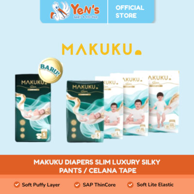 MAKUKU Slim NB28 S38 M32 L34 XL32 XXL28 SAP Diapers | Popok Bayi Tipis Daya Serap Tinggi