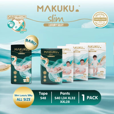 MAKUKU Slim NB28 S38 M32 L34 XL32 XXL28 SAP Diapers | Popok Bayi Tipis Daya Serap Tinggi thumbnail 2