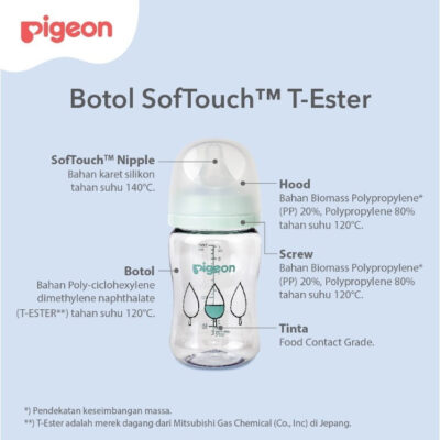 PIGEON BOTOL T-ESTER WIDE NECK BPP 300ML WHITE W/ SOFTOUCH NIPPLE thumbnail 3