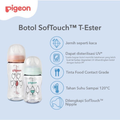 PIGEON BOTOL T-ESTER WIDE NECK BPP 300ML WHITE W/ SOFTOUCH NIPPLE thumbnail 4
