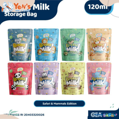 GEA Baby premium breast milk storage bag / Kantong Asi Pouch Safari & Mammals reborn Edition 120ml