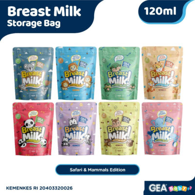 GEA Baby premium breast milk storage bag / Kantong Asi Pouch Safari & Mammals reborn Edition 120ml thumbnail 2