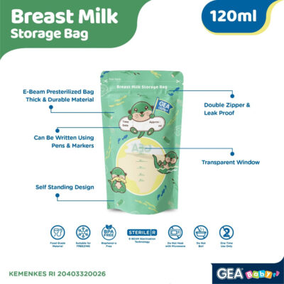 GEA Baby premium breast milk storage bag / Kantong Asi Pouch Safari & Mammals reborn Edition 120ml thumbnail 5