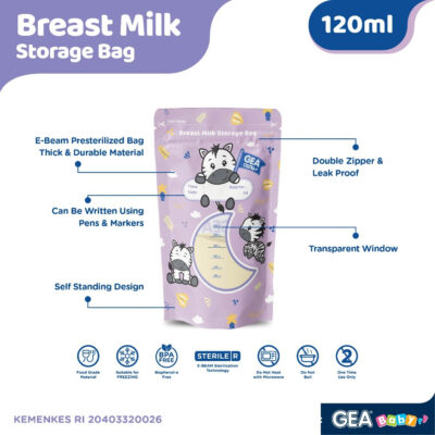 GEA Baby premium breast milk storage bag / Kantong Asi Pouch Safari & Mammals reborn Edition 120ml thumbnail 8