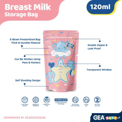 GEA Baby premium breast milk storage bag / Kantong Asi Pouch Safari & Mammals reborn Edition 120ml thumbnail 9