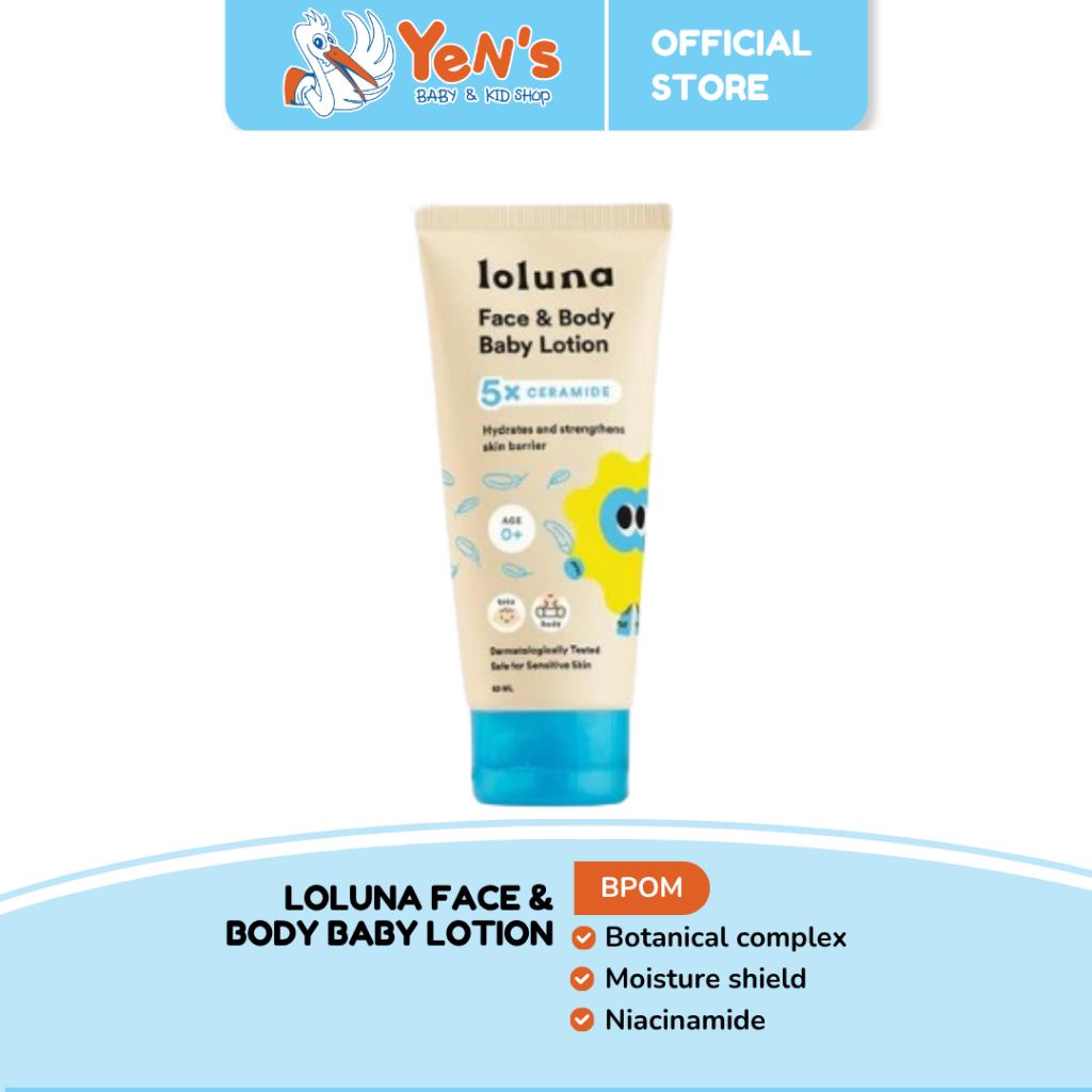 LOLUNA Face & Body Baby Lotion 5x Ceramide / Lotion Krim Muka dan Badan Bayi dan Anak 80ml / 200ml