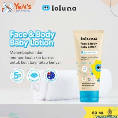 LOLUNA Face & Body Baby Lotion 5x Ceramide / Lotion Krim Muka dan Badan Bayi dan Anak 80ml / 200ml thumbnail 2