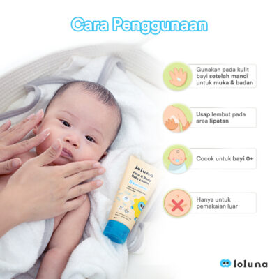 LOLUNA Face & Body Baby Lotion 5x Ceramide / Lotion Krim Muka dan Badan Bayi dan Anak 80ml / 200ml thumbnail 6