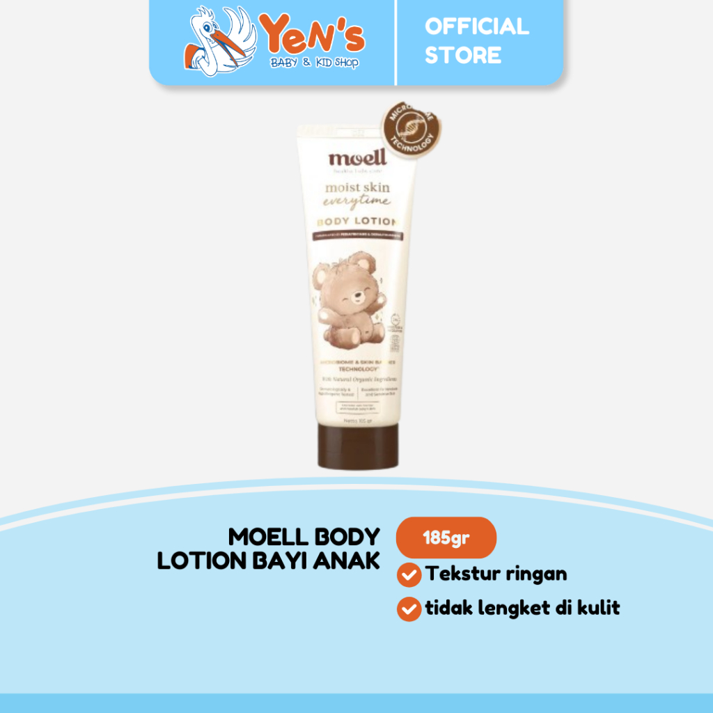 Moell Body Lotion Bayi 185gr -Body Lotion Untuk Kulit Sensitif & Kering-Pelembap Bayi Anak Daily Use