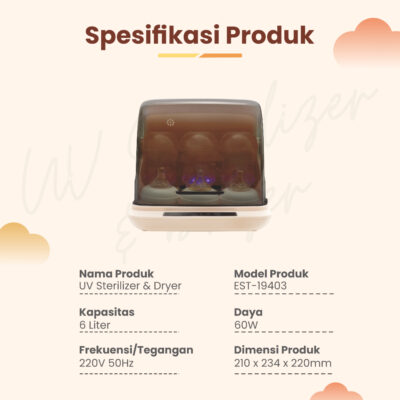 Emily UV Sterillizer & Dryer 6L 60W Low Watt / Sterillizer Baby / Sterillizer Botol Bayi thumbnail 5