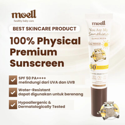Moell Physical Sunscreen Anak & Bayi SPF 50+ (PA++++) 30 gr - Extra Water Resistant thumbnail 3