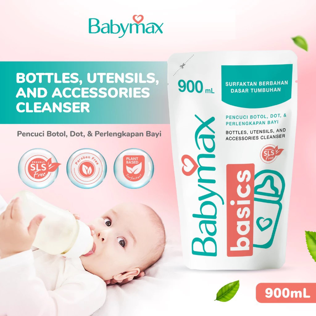 Babymax Basics Bottle, & Utensils, Cleansers 900 mL - Sabun Botol Bayi - SLS Free - Natural