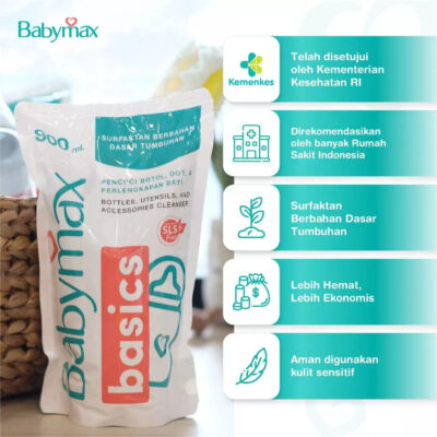 Babymax Basics Bottle, & Utensils, Cleansers 900 mL - Sabun Botol Bayi - SLS Free - Natural thumbnail 2