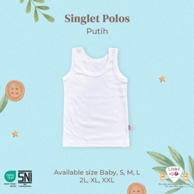 LIBBY Singlet Kaos Kutang Bayi & Anak Polos Putih / kaos dalam anak (1 pcs) SML thumbnail 2