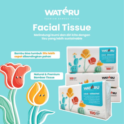 Wateru Facial Tissue 100 sheets, 3 ply | Natural & Unbleached | Wateru Premium Bamboo Tissue thumbnail 2