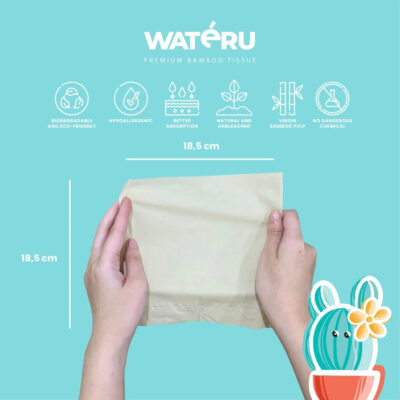 Wateru Facial Tissue 100 sheets, 3 ply | Natural & Unbleached | Wateru Premium Bamboo Tissue thumbnail 3