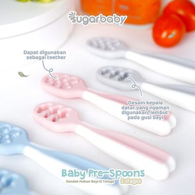 Sugar Baby Pre Spoon 2 Stages Sendok Belajar Bayi BPA FREE - Training Spoon - Peralatan Makan MPASI Bayi thumbnail 6