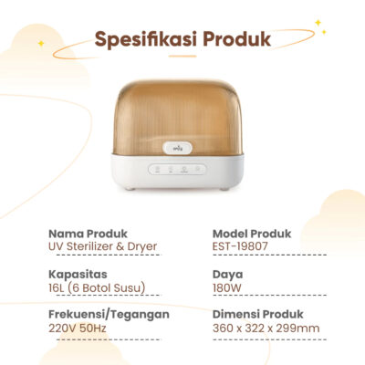 Emily UV Sterillizer & Dryer 16L 180W Sterillizer Baby / Sterillizer & Pengering Botol Bayi thumbnail 8