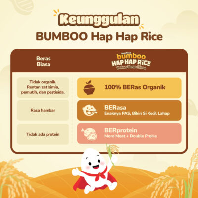 BUMBOO Hap Hap Rice - 100% Beras Organik Tanpa Pestisida - Double Protein Hewani - HALAL thumbnail 5
