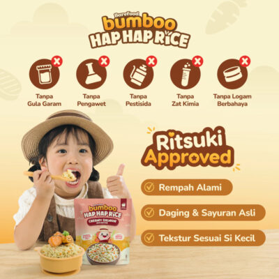 BUMBOO Hap Hap Rice - 100% Beras Organik Tanpa Pestisida - Double Protein Hewani - HALAL thumbnail 8