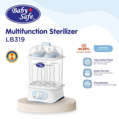 BabySafe Alat Steril Uap & Penghangat Makanan LB319 | Alat Steril Botol dan Mengkukus Makanan thumbnail 2