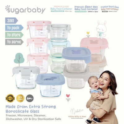 SugarBaby Premium Glass Jar Baby Food Container 3 pcs BPA FREE / Peralatan Makan Bayi MPASI