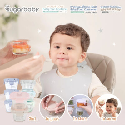 SugarBaby Premium Glass Jar Baby Food Container 3 pcs BPA FREE / Peralatan Makan Bayi MPASI thumbnail 2