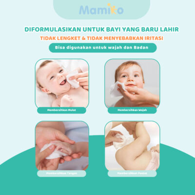 Mamiko Pure Water Baby Wipes - Tisu Basah Bayi 80s (1 Pack) / 50s (2 Pack)- 99,9% Air Murni thumbnail 4